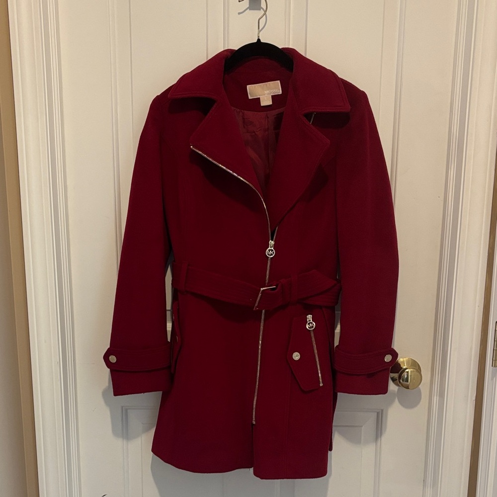 Michael Kors Red Belted Trench Coat